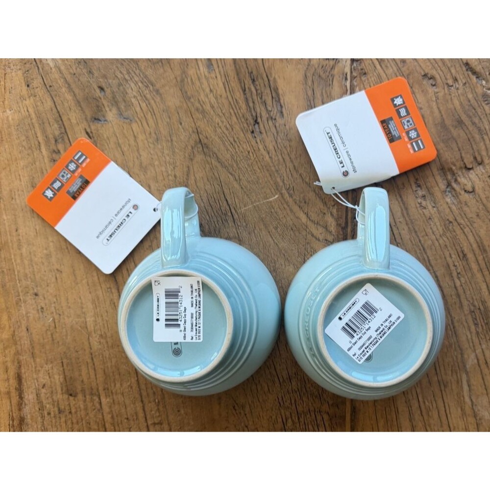 SALE Le Creuset Stoneware 2 Giant Cappuccino Bistro Mug 14oz Sage Green NEW - Picture 8 of 9
